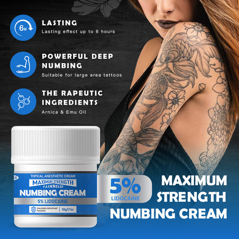 OTC Tattoo Numbing Cream 5% Lido 6 Hours Maximum Strength FDA Approved